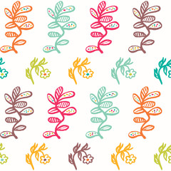 Simple cute floral background with flowers and branches.