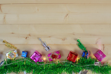 Fototapeta premium Christmas and happy new year Wooden background.