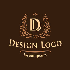 Emblem with the letters, dark background.