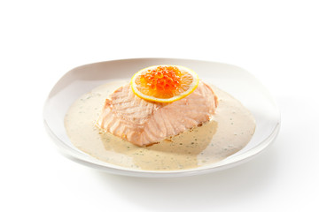 Steamed Salmon with Cream Sauce