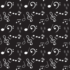 Seamless pattern with music notes and signs