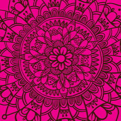 Hand drawn mandala, decorative round ornament.