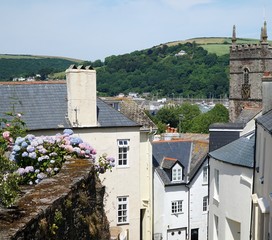 Dartmouth, Devon, Hillside Houses and Church