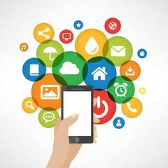 Mobile phone with app icons