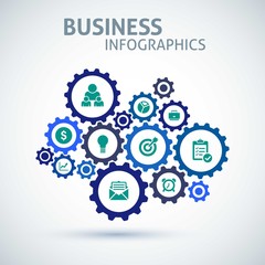 Business infographic with gears