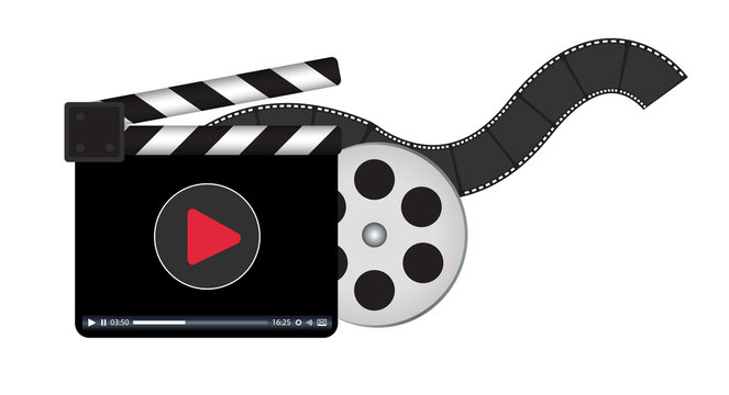 clapperboard with video streaming logo