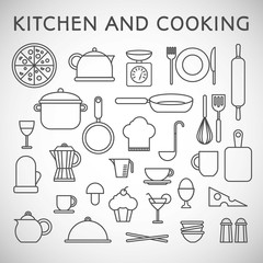 Fototapeta na wymiar Kitchen and cooking icons