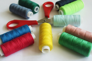Bobbins of color thread