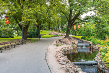 Summer in central public park of Riga, Latvia