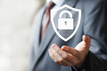 Button locked shield security virus business online