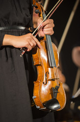 violon/jeune fille tenant un violon
