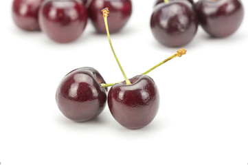 Fresh Cherries fruit isolated on white background