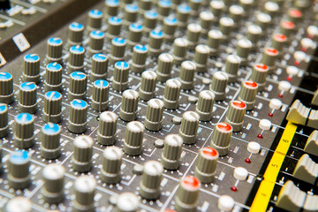 Close up of sound adjusting buttons
