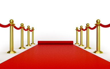 Naklejka premium Red carpet rolling into distance