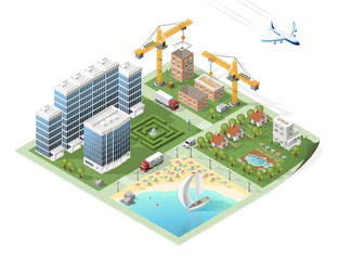 Build Your Own Isometric City. Vector Elements.