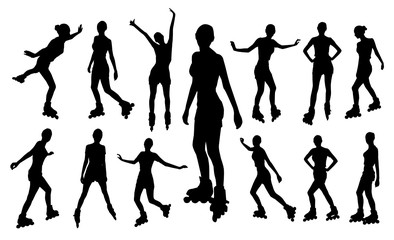 Silhouettes of roller girl