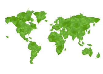 leaf world map for save world concept

