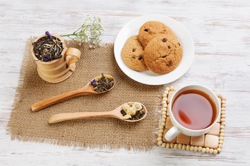 Herbal tea and cookies