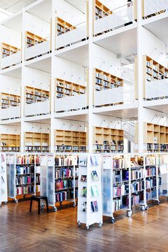 Book shelves in library