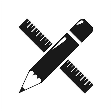 Pencil ruler symbol simple icon on background