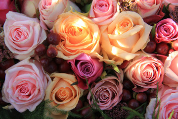 Pastel roses wedding arrangement