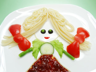 creative vegetable food dinner form girl