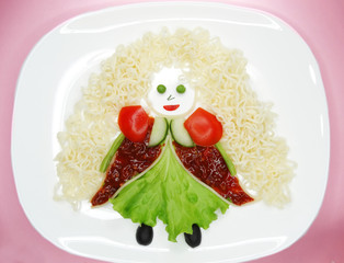 creative vegetable food dinner form girl