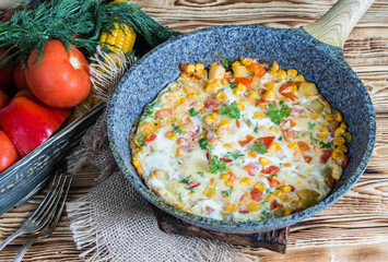 Spanish tortilla with fresh vegetables