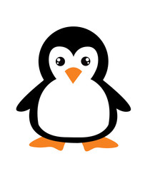 Cute cartoon penguin on white background