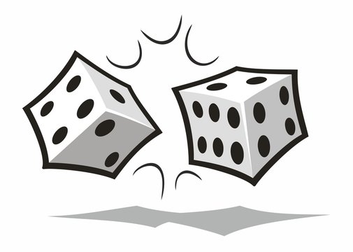 Two White Dice Tumbling Together
