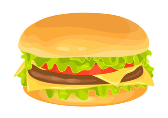 Modern flat design vector illustration of big hamburger on white background