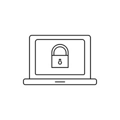 Locked laptop outline icon illustration