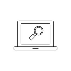 Laptop search outline icon illustration