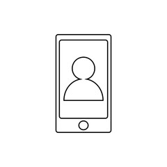 User on phone  outline icon illustration