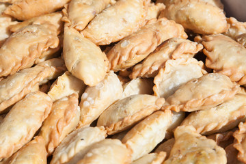 freshly fried samosa buns with selective focus