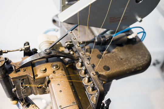 Close up of old sewing machine