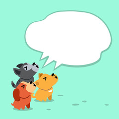Cartoon dogs with white speech bubble