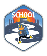 vector illustration boy running to school