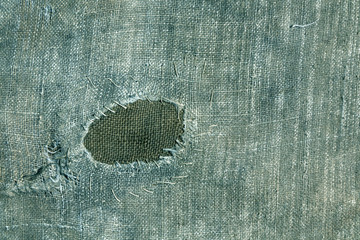 Textile sack texture with patch.