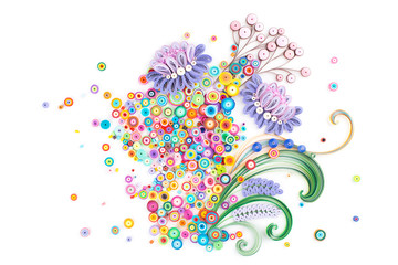 Fototapeta na wymiar Paper quilling,colorful paper flowers