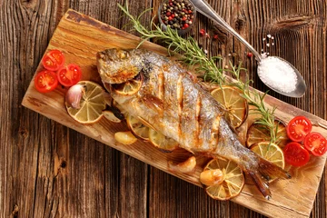 Peel and stick wall murals Fish Grilled fish on the table