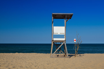 Watchtower on the empty beach, Cape Cod, Massachusetts,