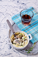 Scrambled eggs with mushrooms