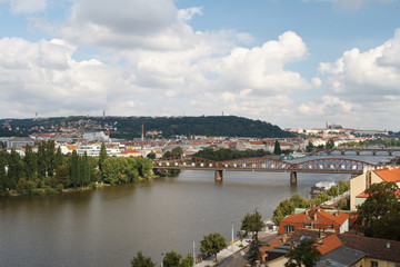 Fototapeta na wymiar Vysehrad railway bridge View. Prague 