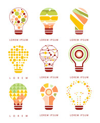 Idea Bulb Different Geometric Abstract Design Icons