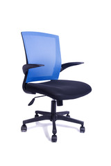 Blue office chair isolated on the white background