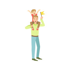 Son Sitting On His Fathers Neck