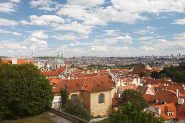 Fototapeta premium Panoramic view of Red roofs in the city Prague is beautiful town. 