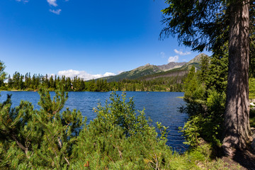Fototapeta na wymiar Strbske Pleso lake with Tatra mountains in background, Slovakia, Europe