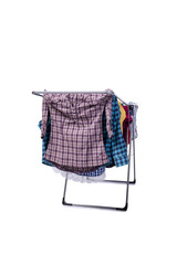 Collapsible clotheshorse isolated on the white background